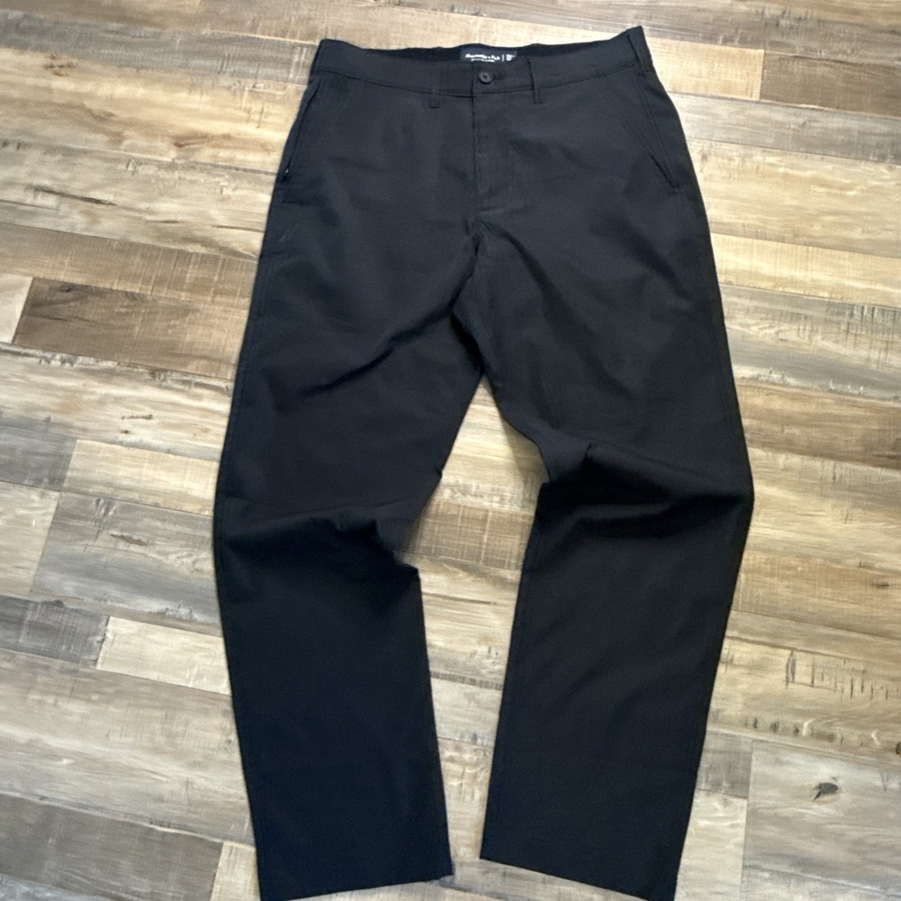 Abercrombie & Fitch 32x30 Black A&F Go To Tapered Performance Dress Mens Pants
